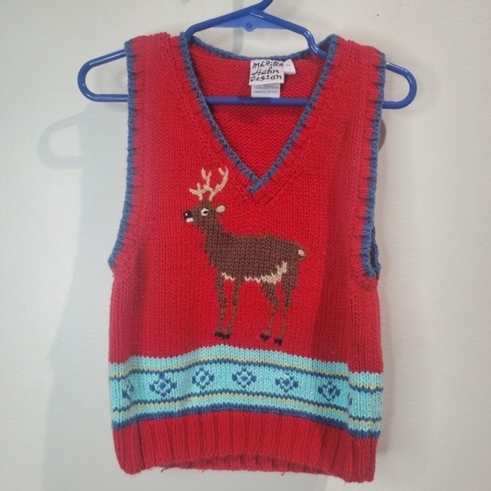 Markia hahn design buck deer knitted cotton vest size 2 vintage